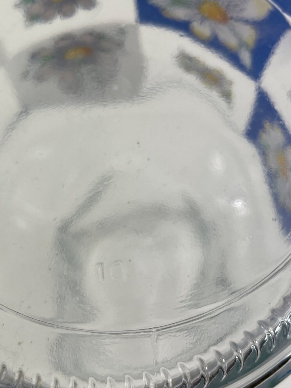 Vintage Kig Indonesia Glass Carafe Decanter With Blue & White Daisy Design - Picture 9 of 12